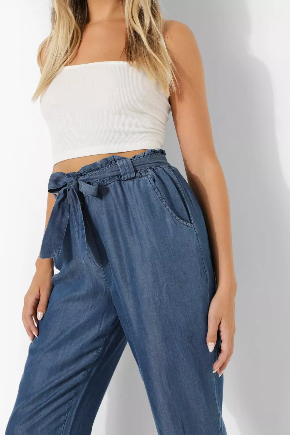 High waisted chambray store pants